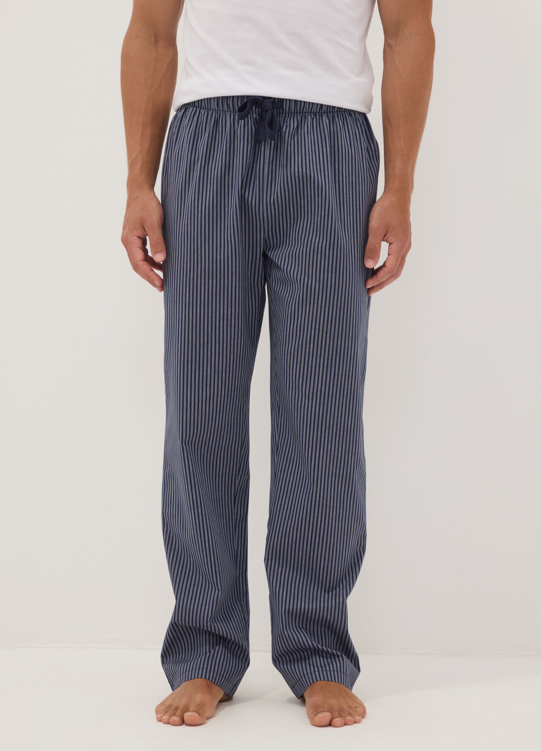 Blue striped organic cotton pyjama trousers