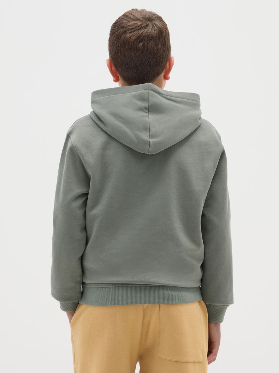 Felpa da ragazzo in puro cotone verde regular fit con logo_1