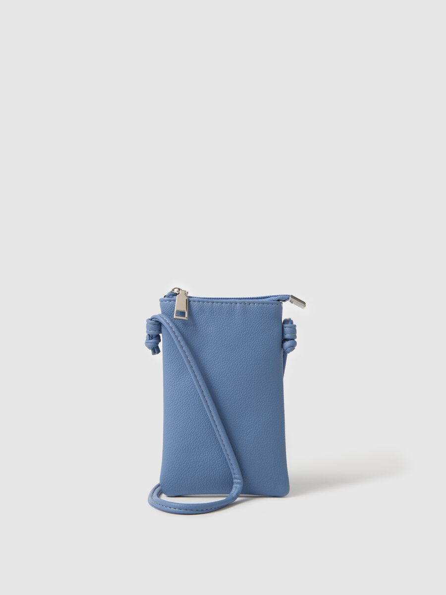 Light blue mobile phone holder with shoulder strap_0