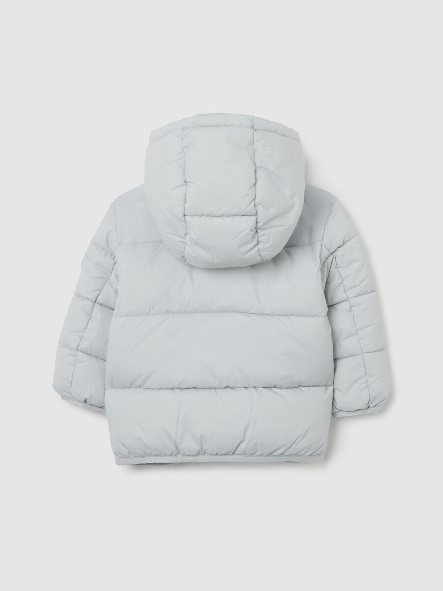 Piumino The Iconic Puffer grigio chiaro da bambino con cappuccio_1
