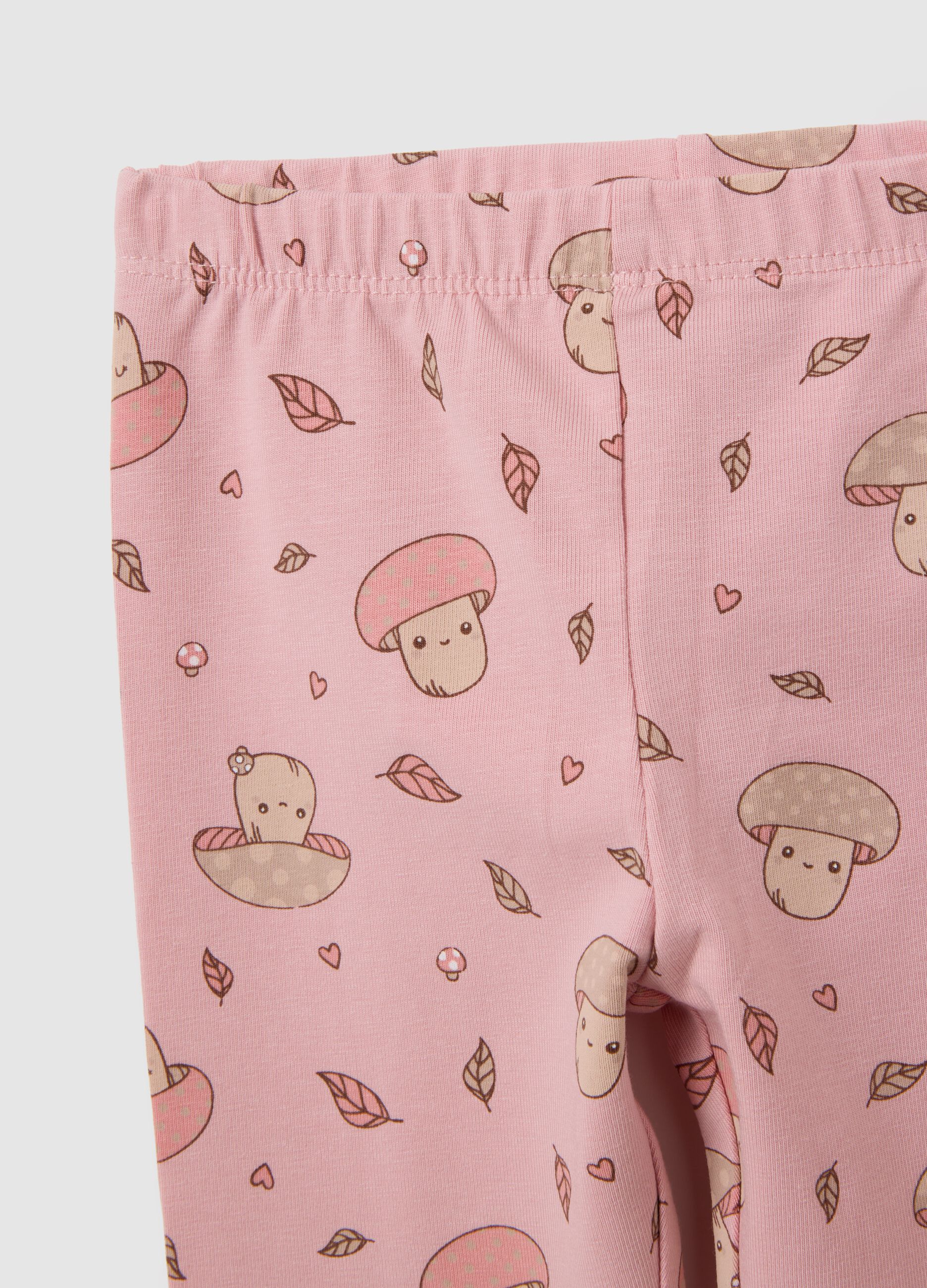 Pink printed leggings for girls