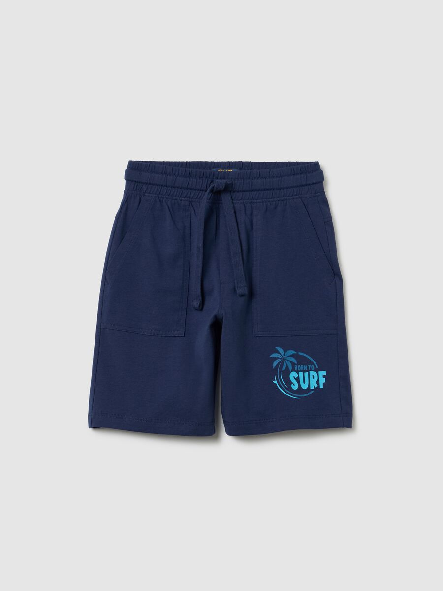 Children's shorts in pure blue cotton with regular fit_0