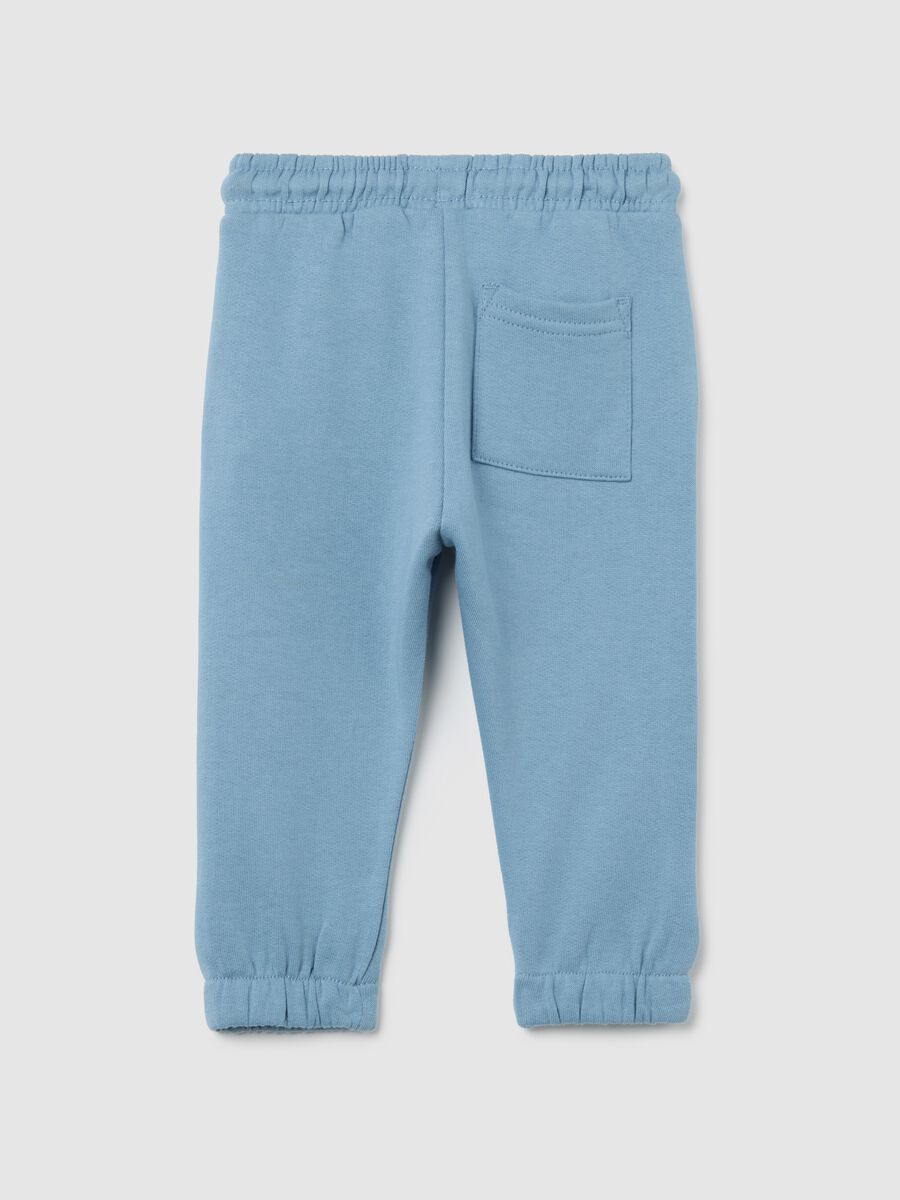 Children's blue pure cotton short jogger trousers with regular fit_1