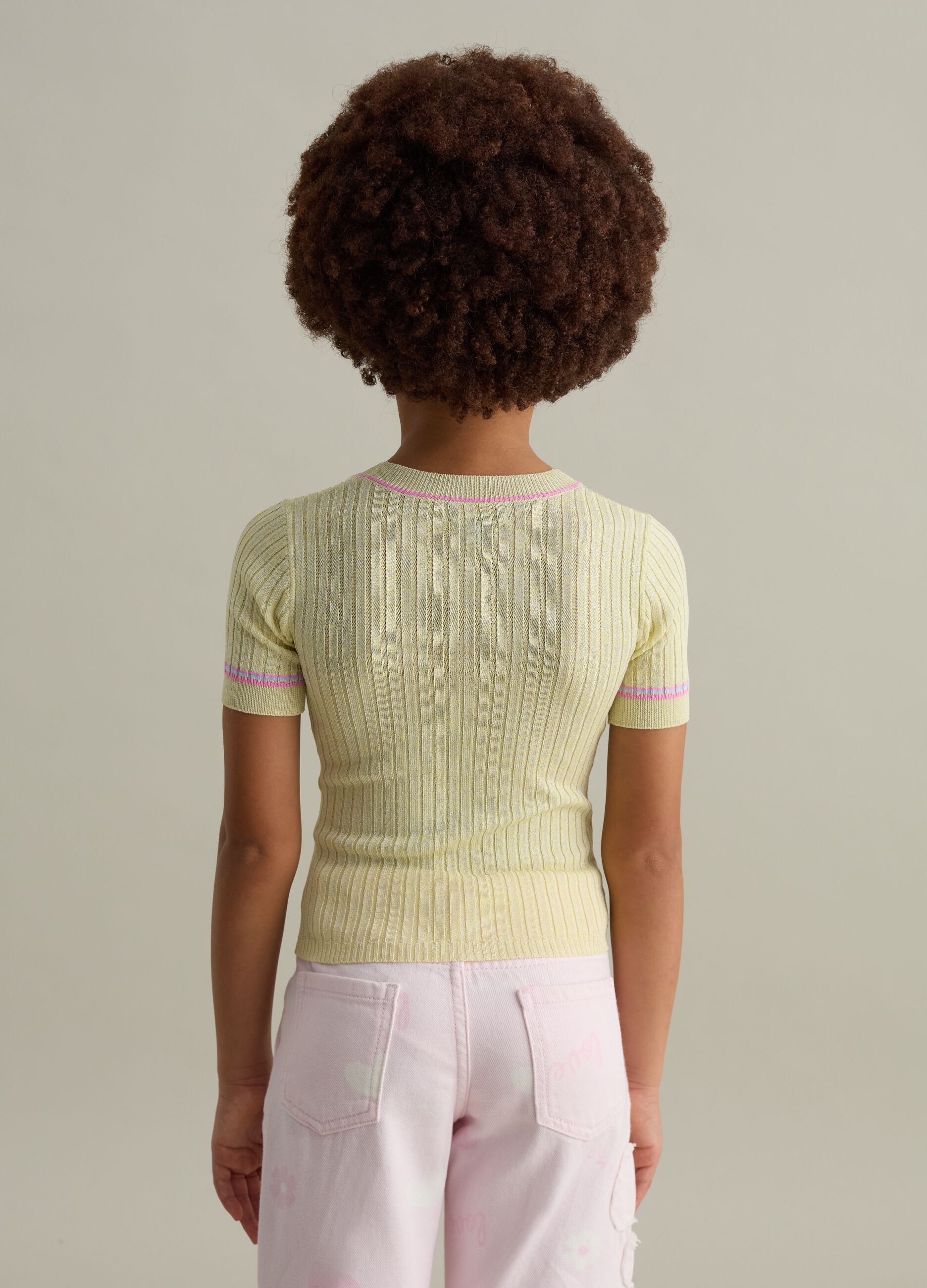 T-shirt in ribbed jersey with lurex