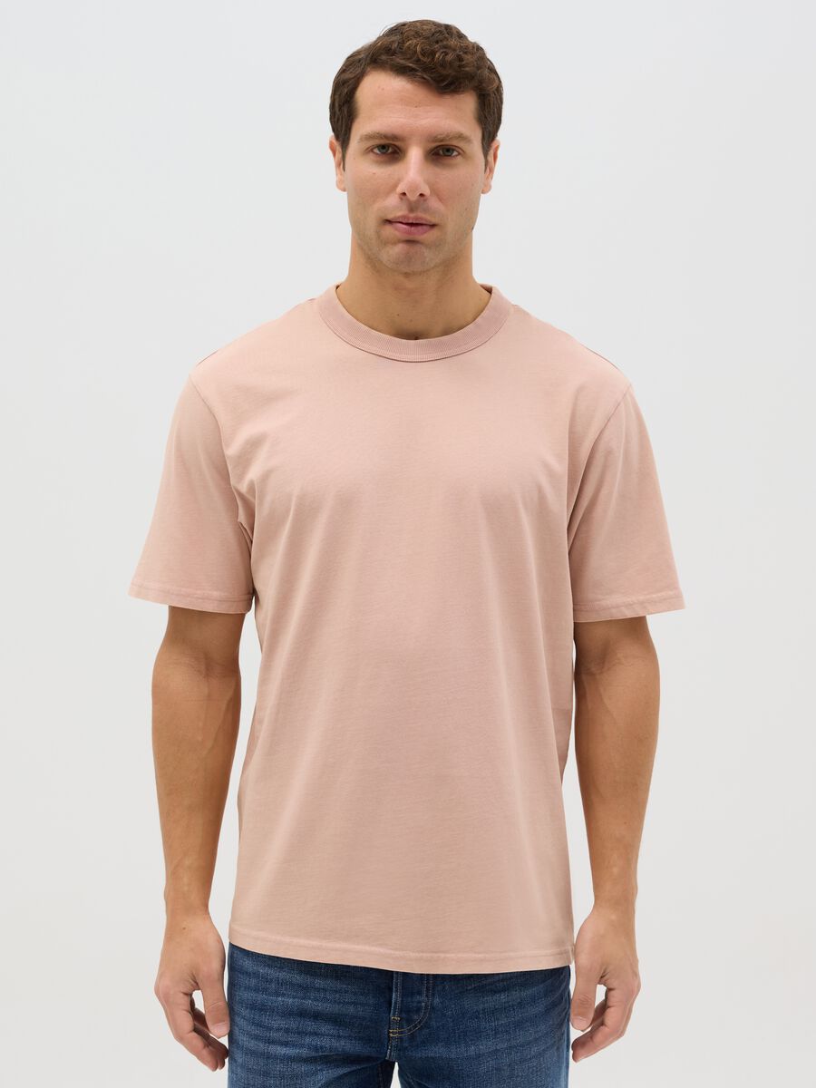 Pink short-sleeve cotton T-shirt_0