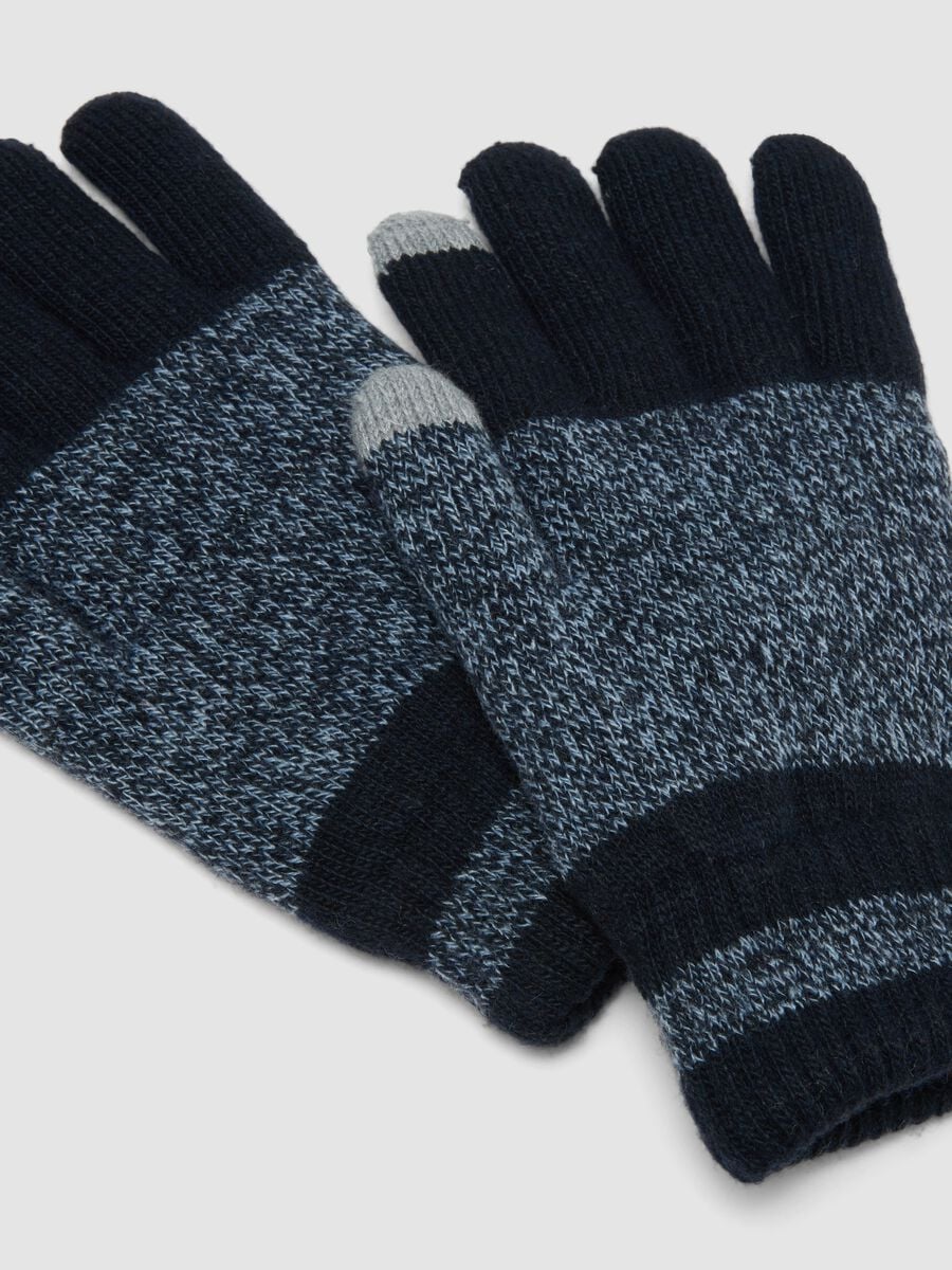 Blue stretch viscose and wool gloves_2