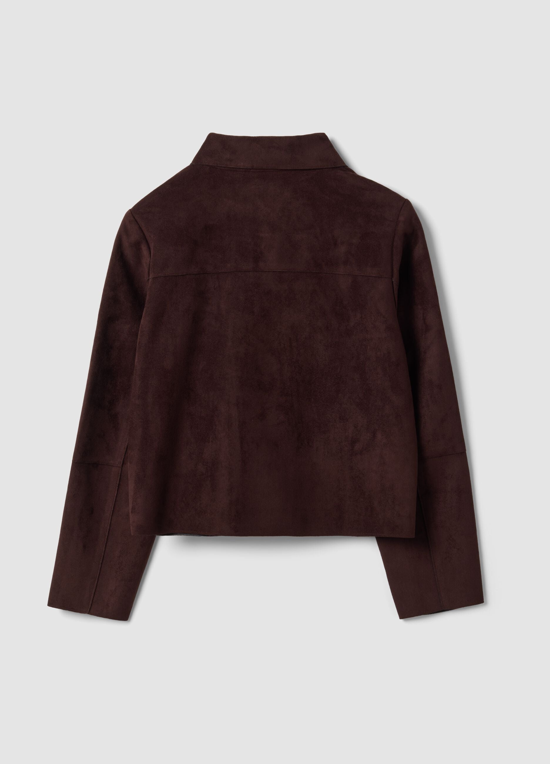 Brown regular-fit shacket with patch pockets