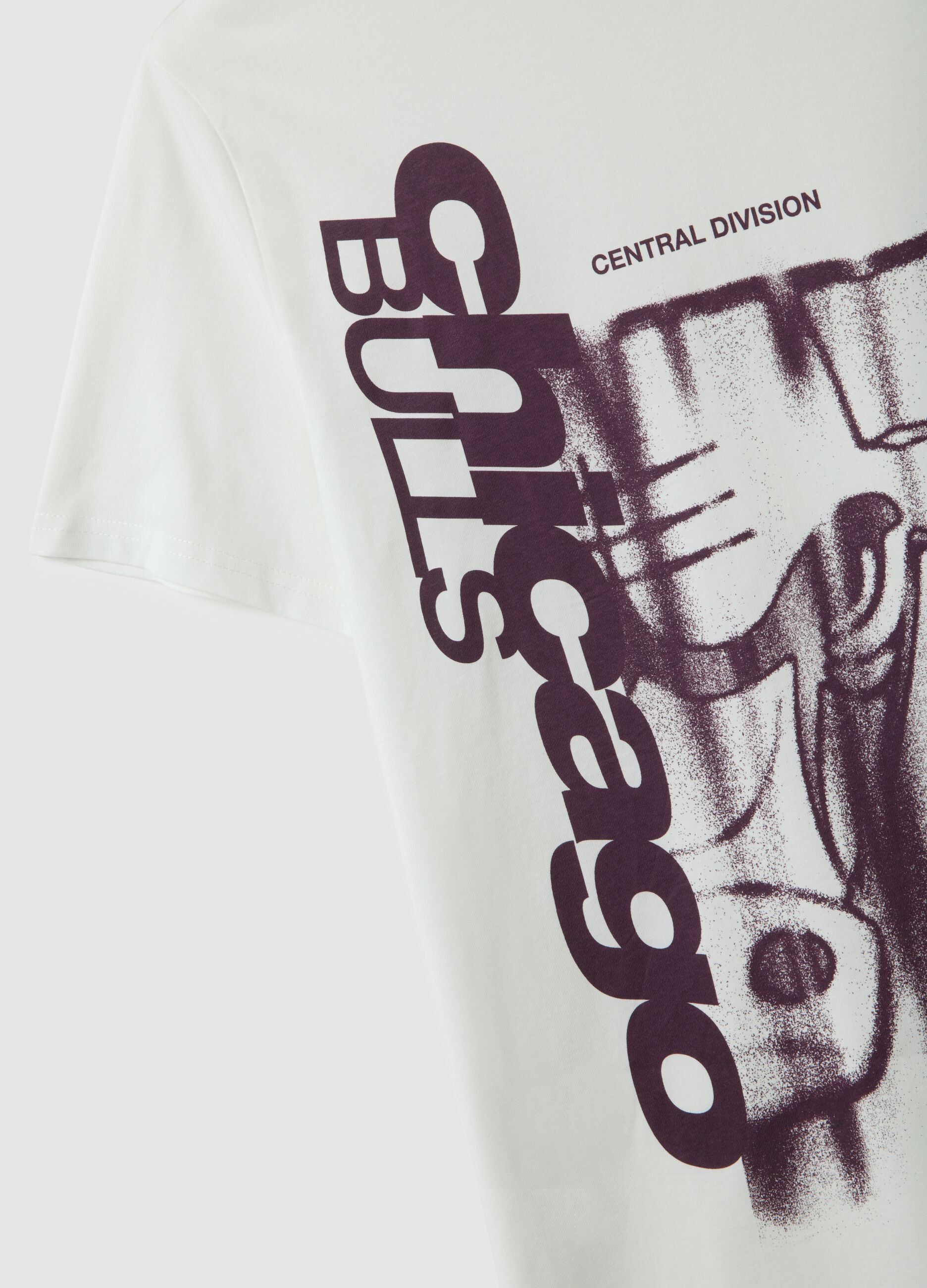 T-shirt in puro cotone bianca con stampa Chicago Bulls