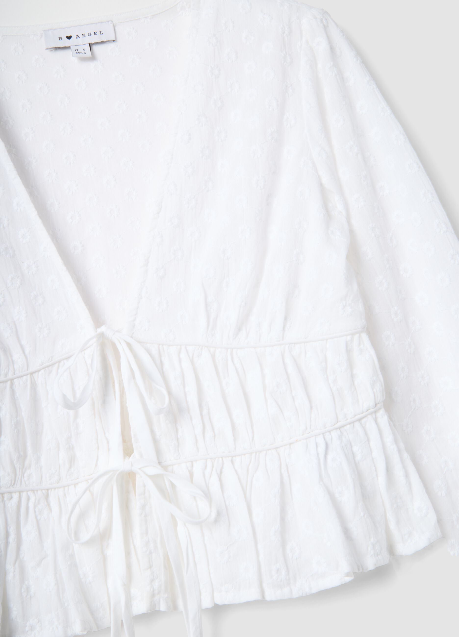 White pure cotton blouse regular fit with ties