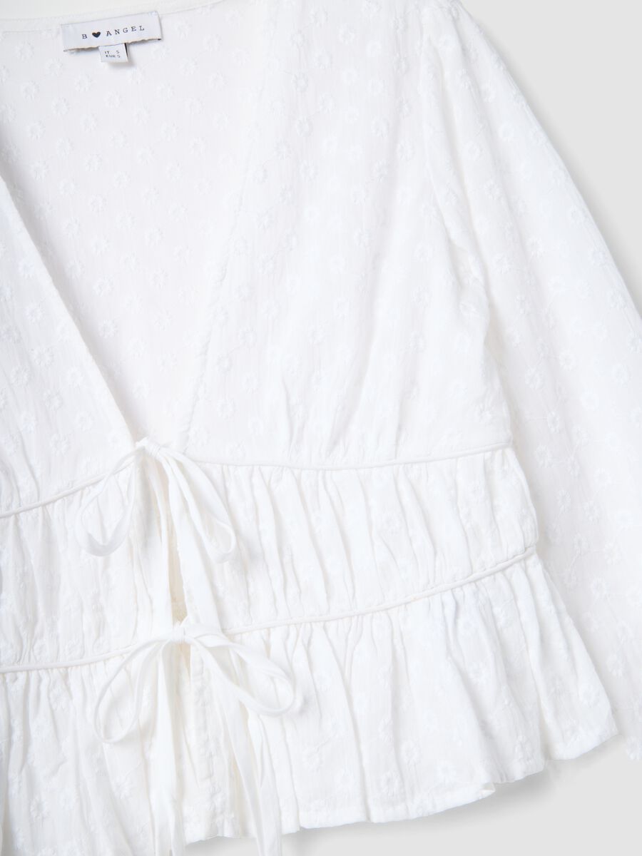 Blusa in puro cotone bianca regular fit con laccetti_5