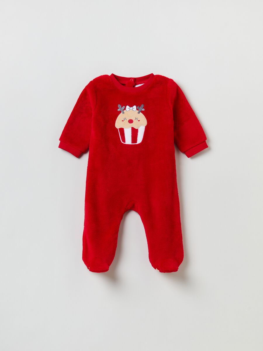 Tutina in velour con ricamo muffin_0