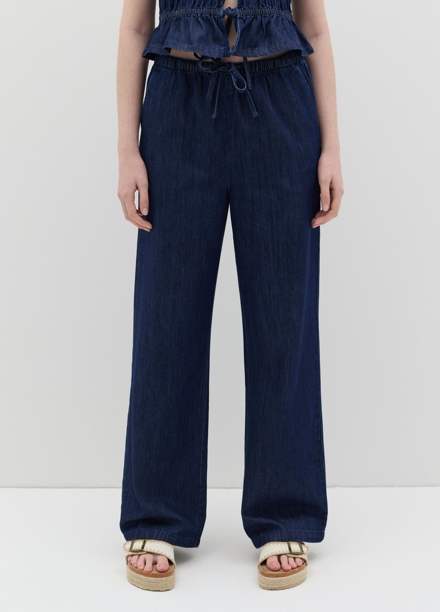 Wide-leg trousers in denim