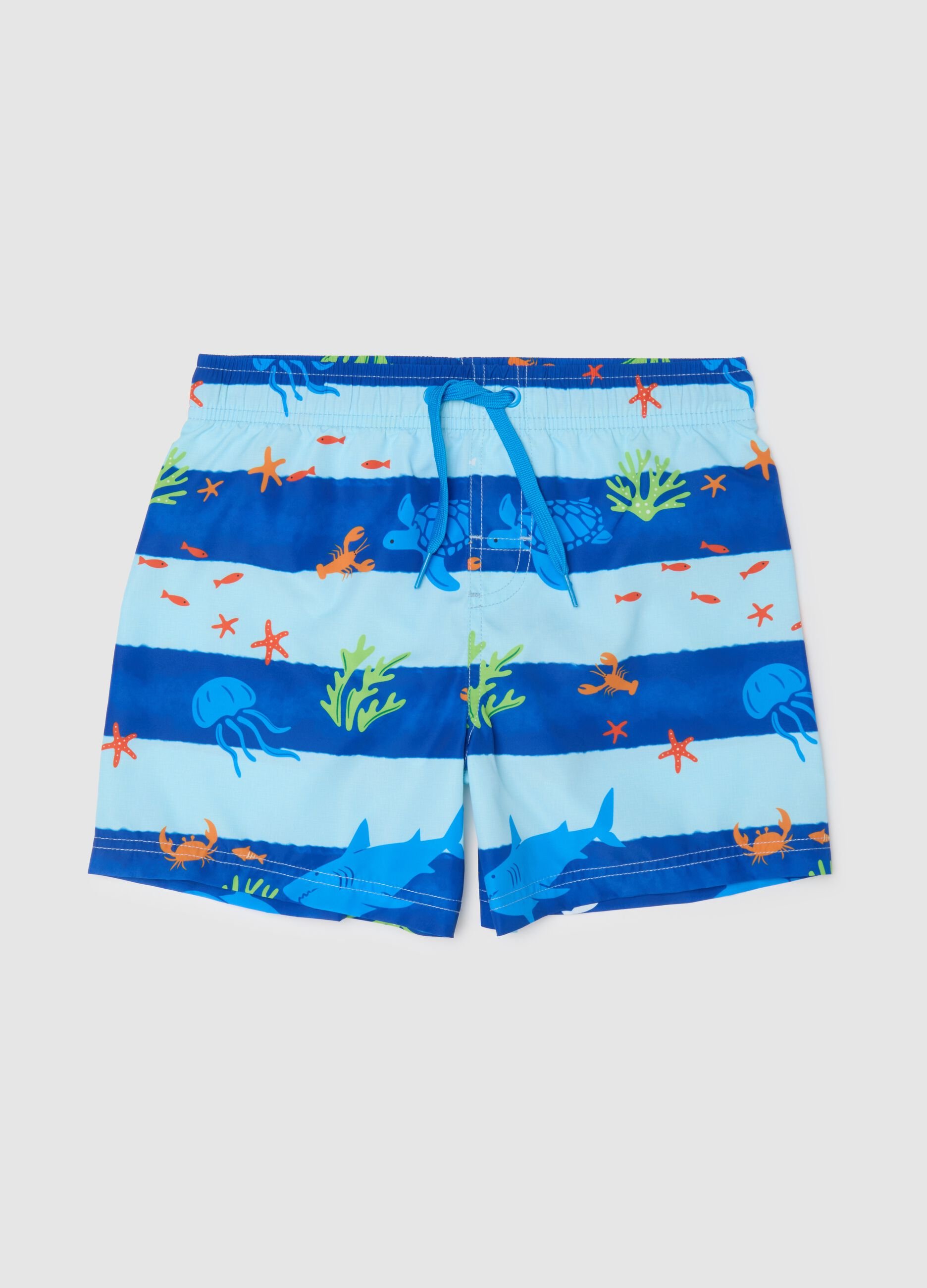 Children's swimsuit in mixed fabric with multicolour print and regular fit