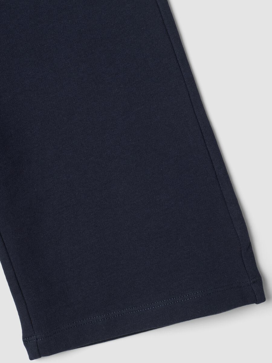 Pantaloni blu in puro cotone a gamba ampia_3