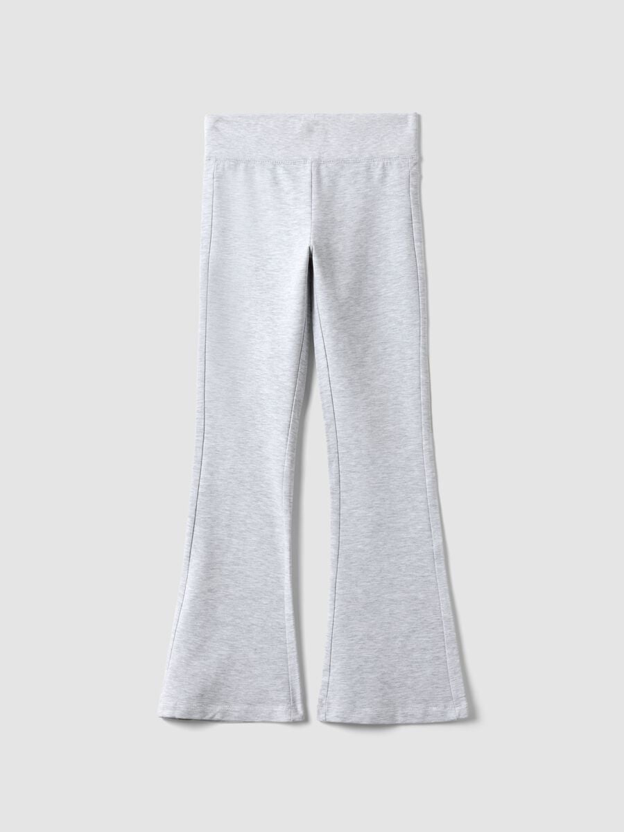 Pantaloni grigi flare in cotone organico elasticizzato per ragazza_3