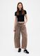 Brown wide-leg trousers in cotton and Lyocell_4