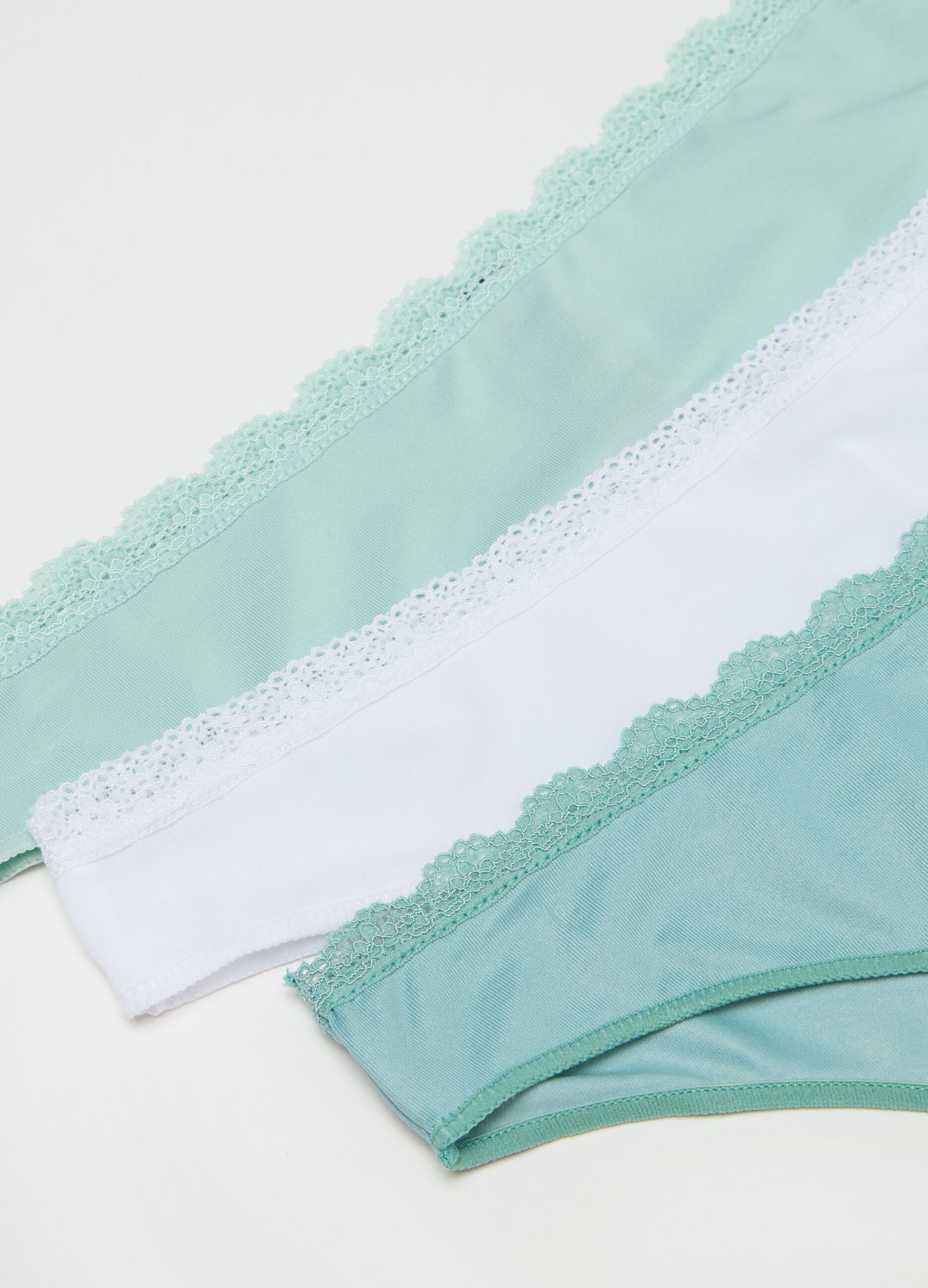 Three-pack Brazilian-cut briefs with lace