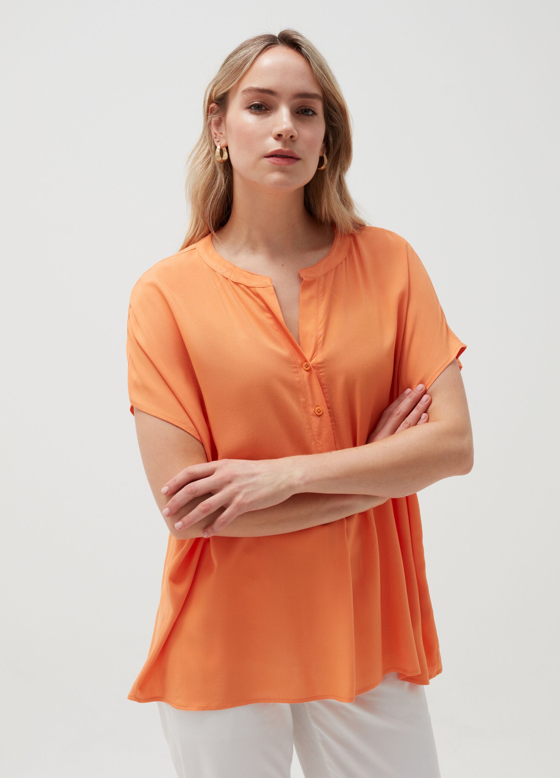 Blusa in viscosa con bottoni Curvy MYA_1