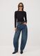 Blue denim pure cotton barrel-fit jeans_1