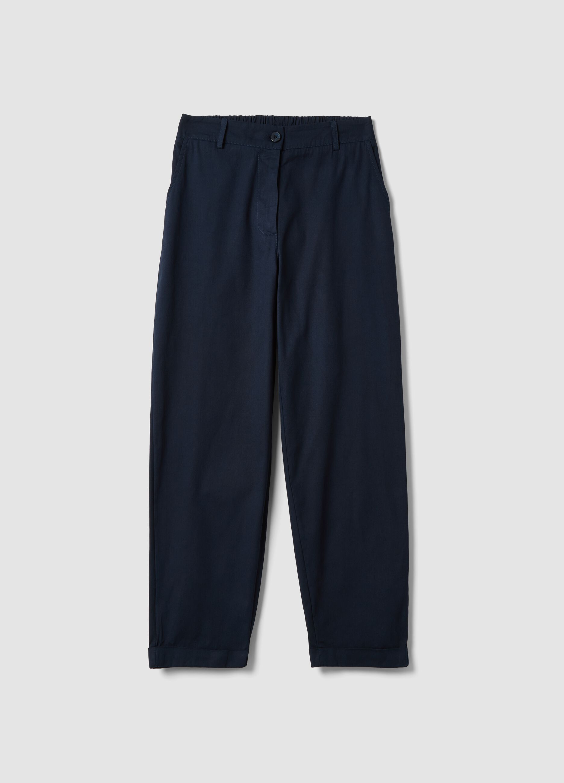 Blue stretch cotton trousers
