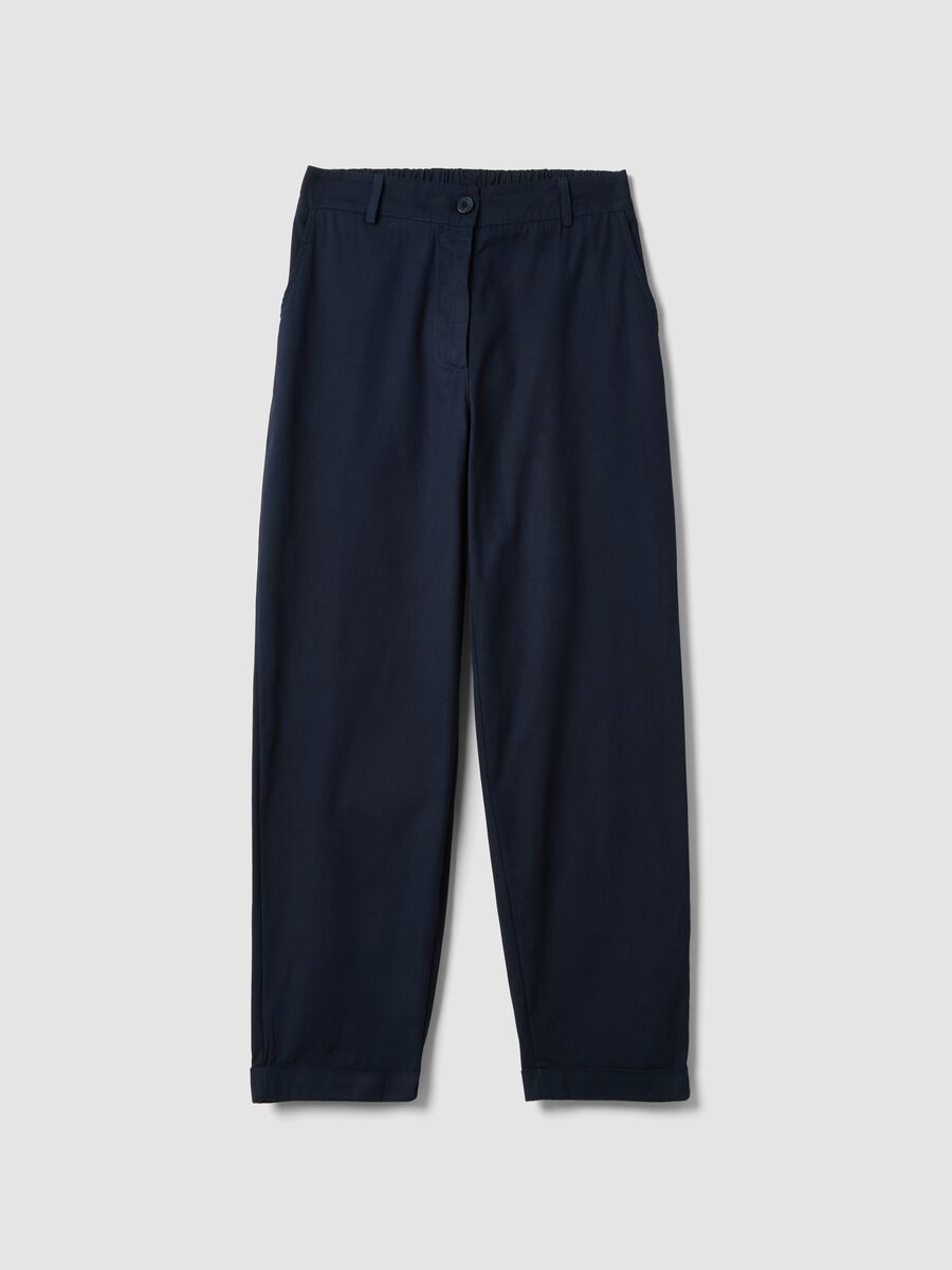 Blue stretch cotton trousers_0