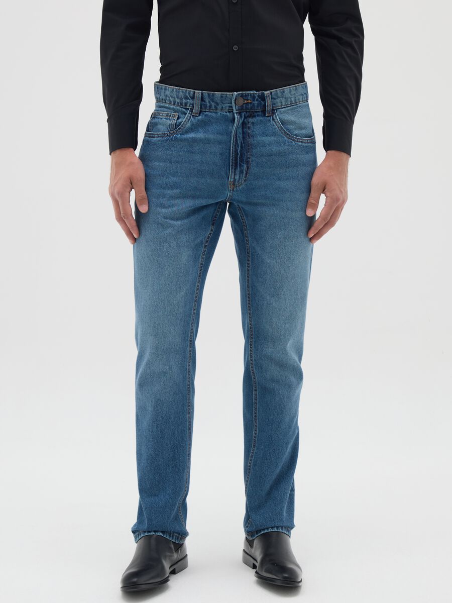 Men's Pure Cotton Blue Regular Fit Jeans_1