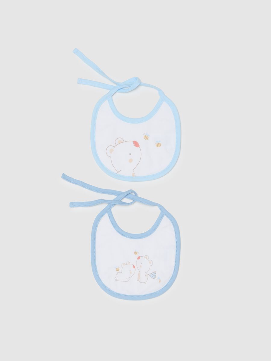 Two-pack bibs with teddy bears and bees print_0
