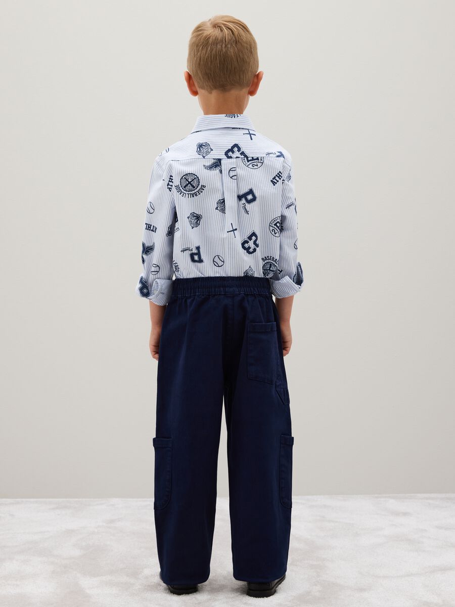 Blue stretch cotton kids' baggy trousers_1