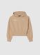 Girls' beige cropped sweatshirt in pure cotton regular fit_0