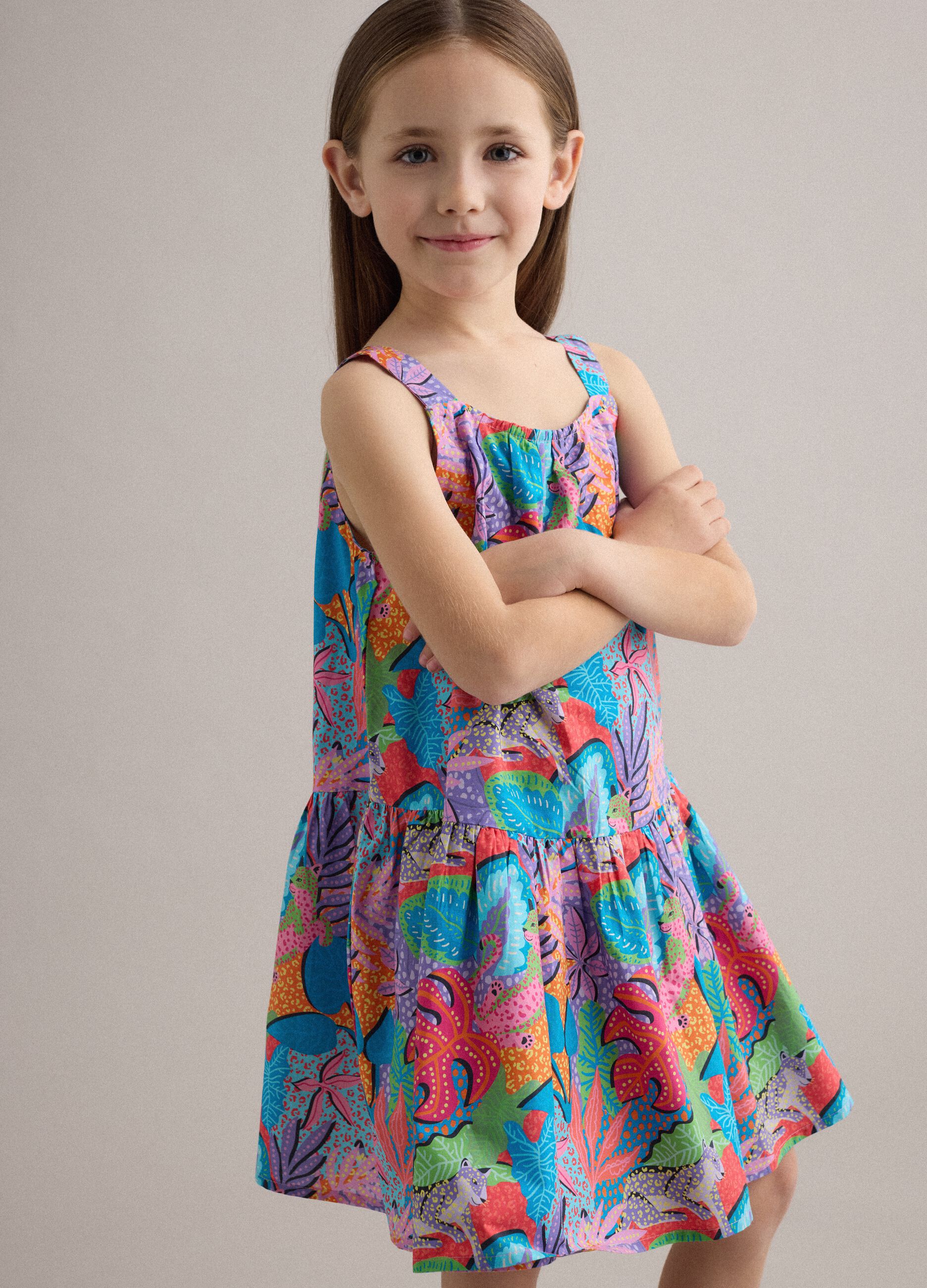 Abito multicolor in puro cotone con spalline