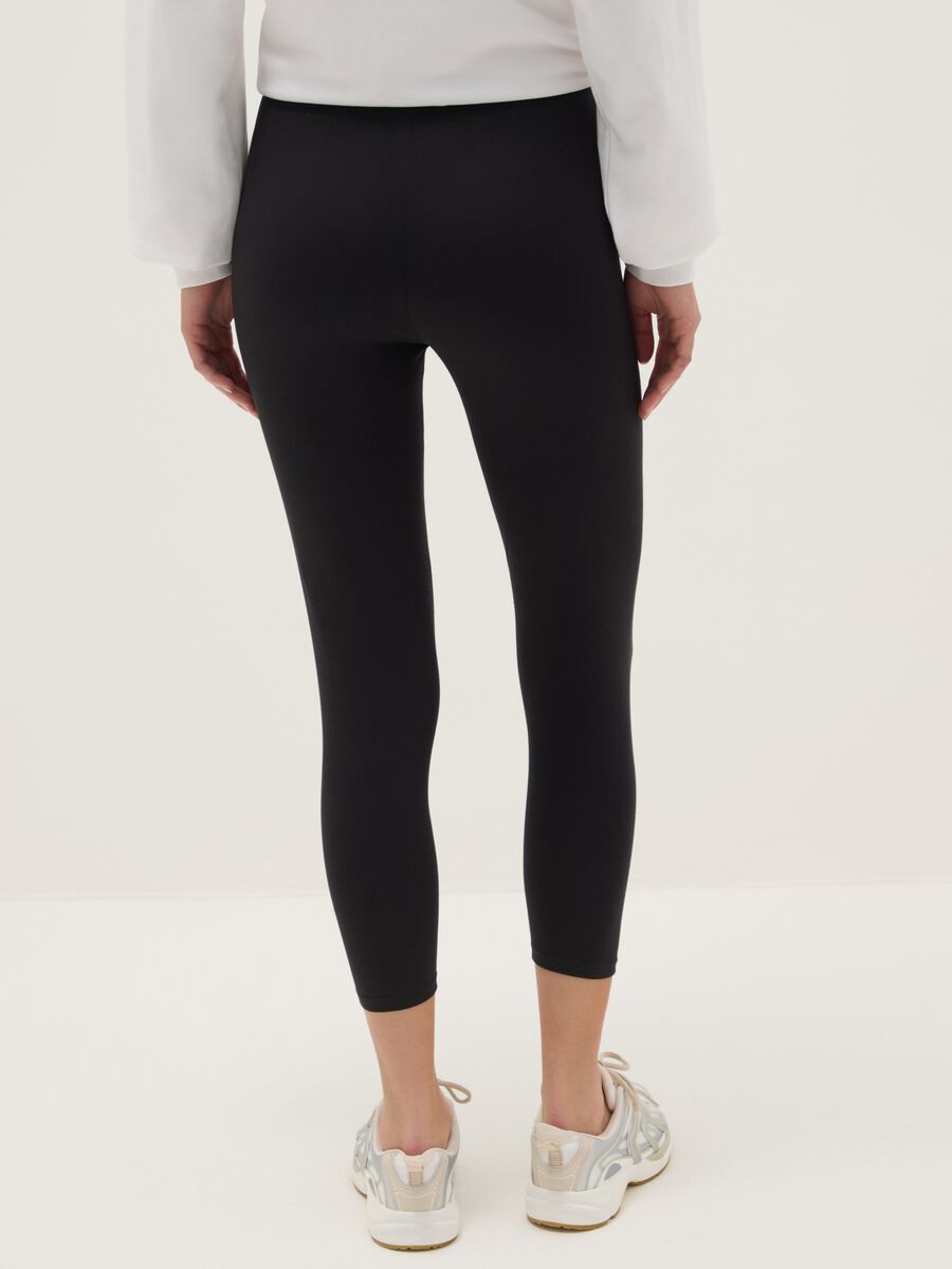 Black stretch cotton leggings with regular fit and Everlast logo_2