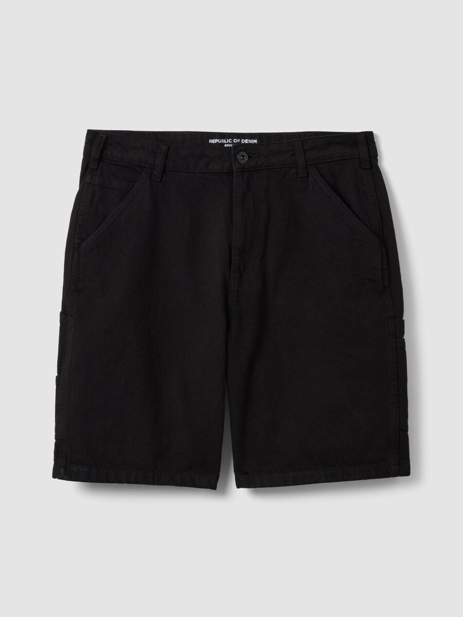 Black pure cotton cargo shorts_4