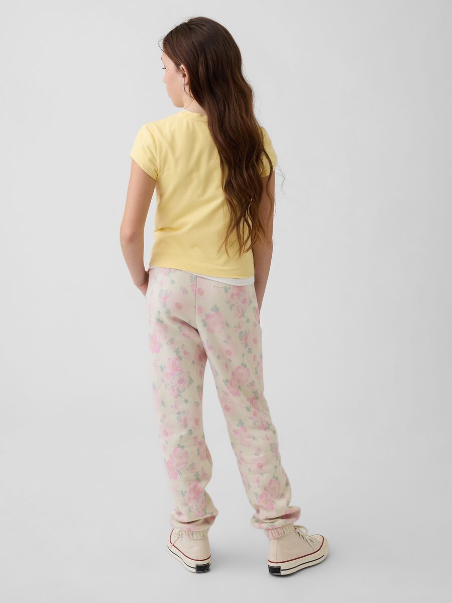 Pantaloni in misto cotone con motivo floreale_2