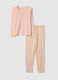 Pink pure cotton pyjamas with regular fit and Henley neckline_0