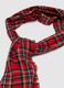 Multicoloured checkered red scarf for children with fringes_1