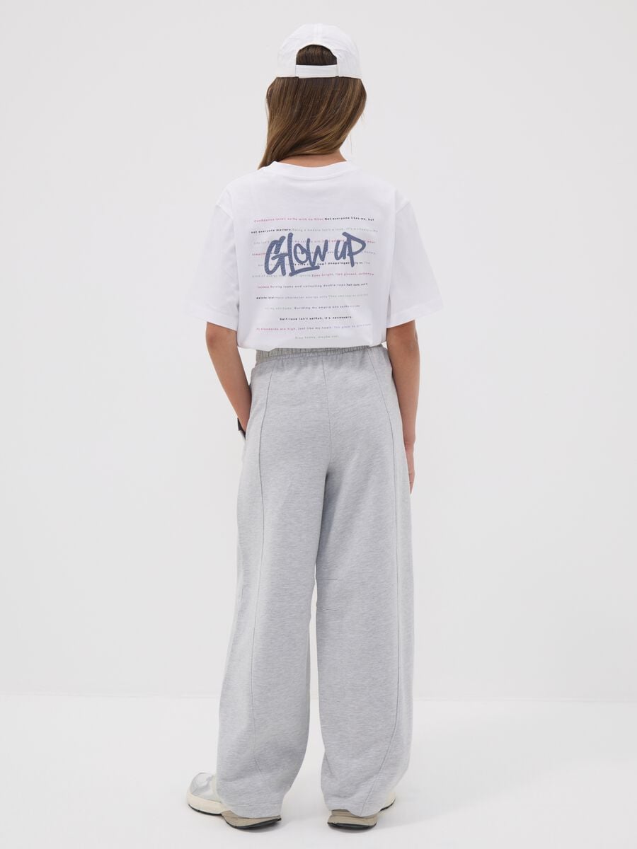 Pantaloni grigi wide leg in misto cotone e viscosa per ragazza_1