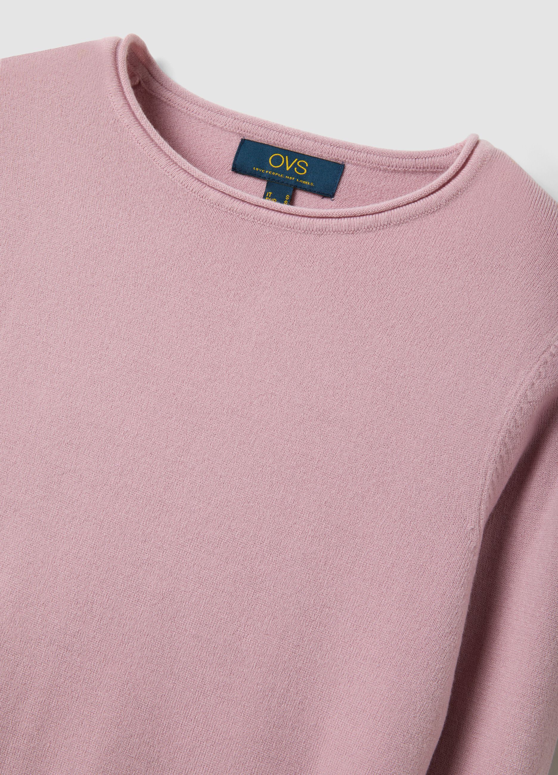 Pink fitted long-sleeve crew-neck top