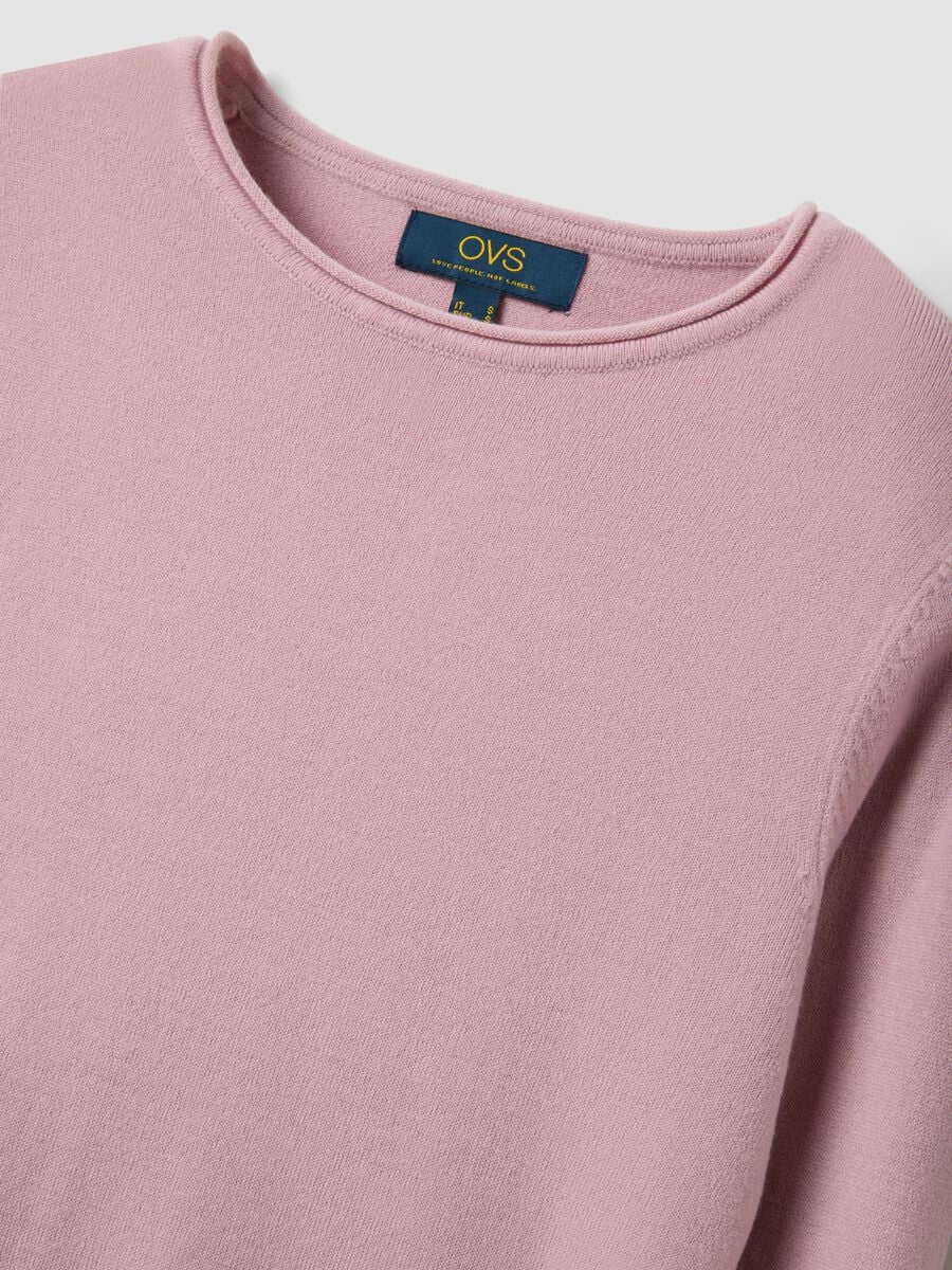 Maglia rosa girocollo fitted a maniche lunghe_5
