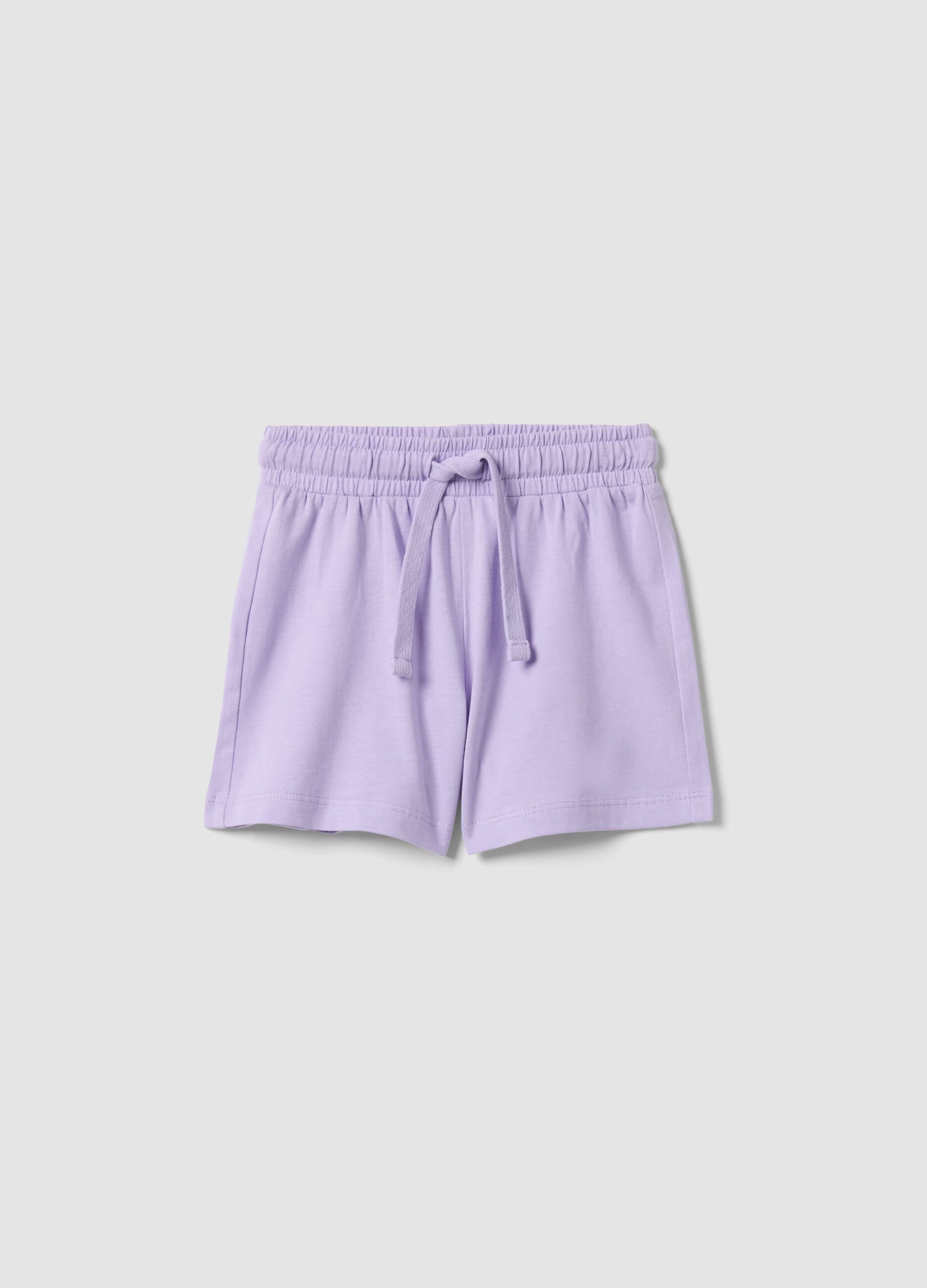 Girls' purple pure cotton shorts, regular fit