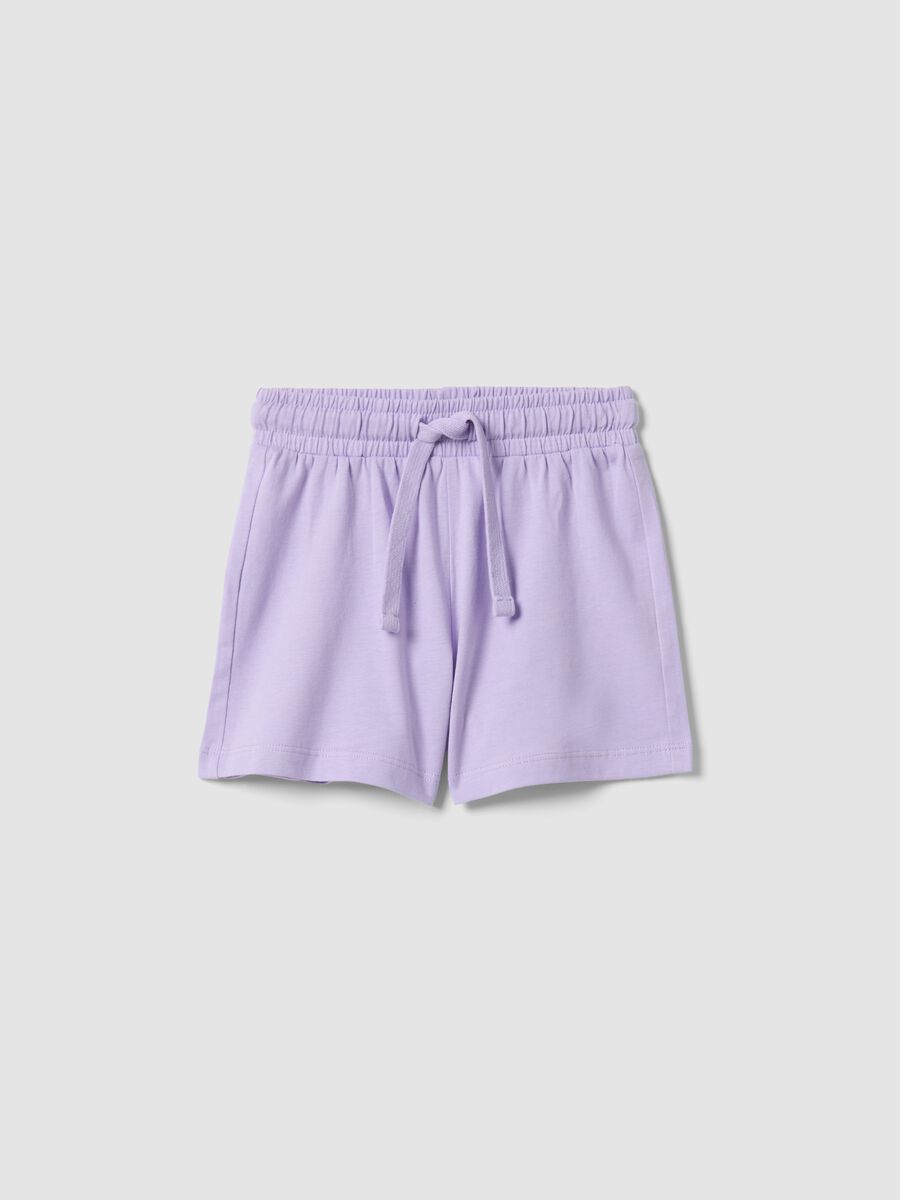 Pantaloncini in puro cotone viola da bambina regular fit_0