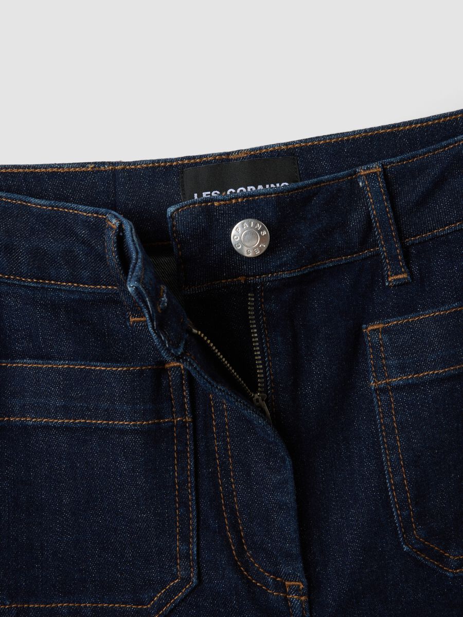 Jeans blu wide leg in cotone elasticizzato_5