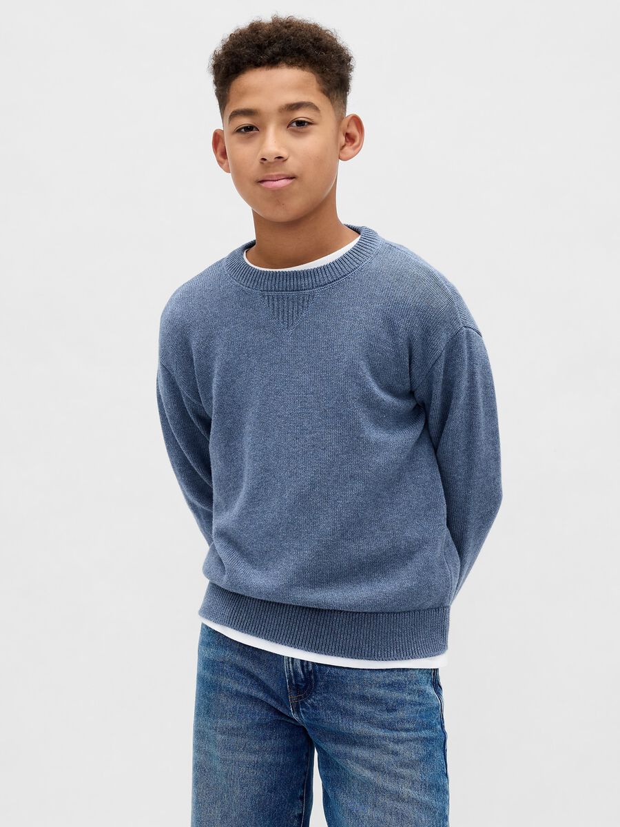 Blue Cotton Sweater for Boys_0