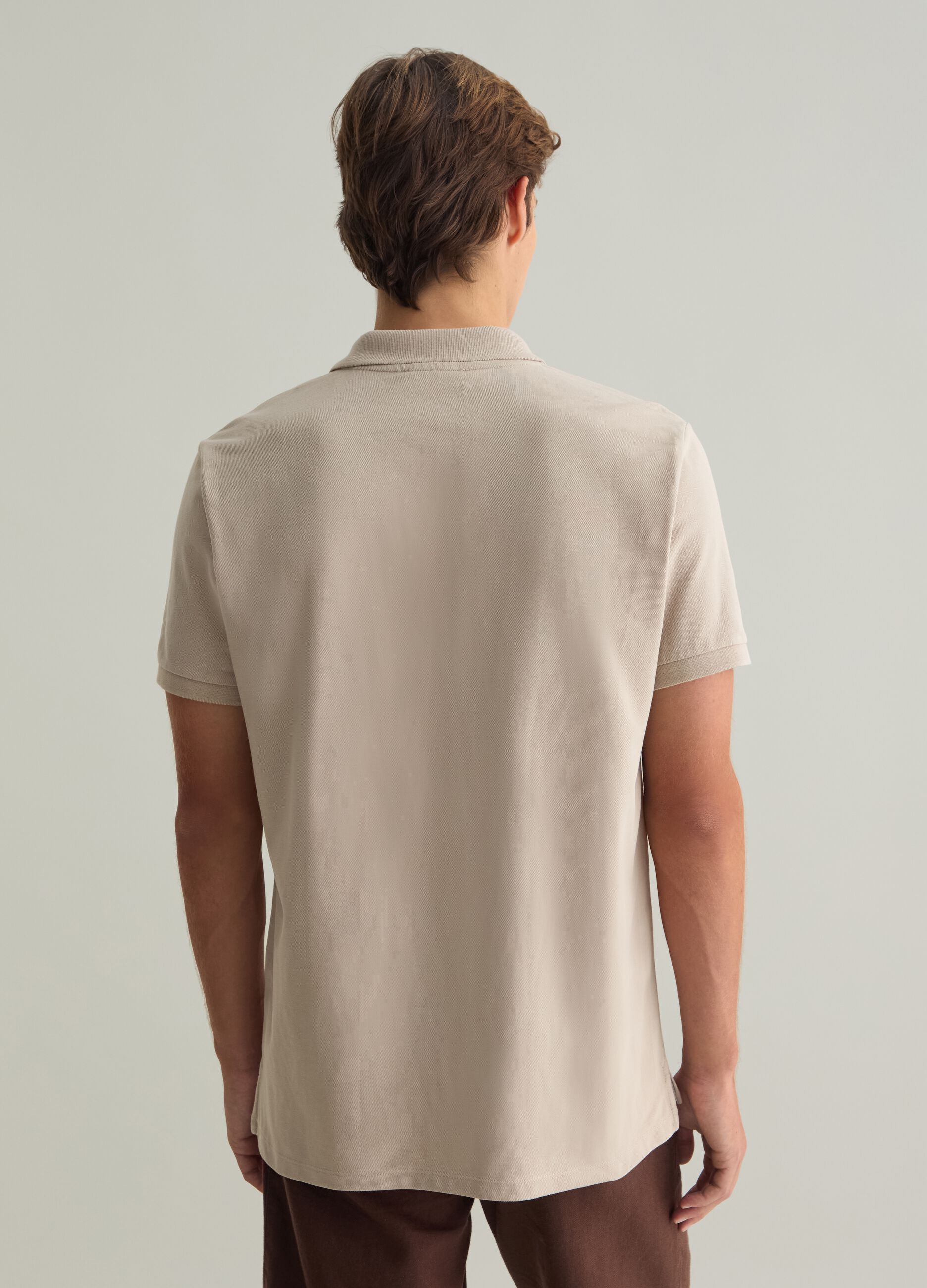 Polo da uomo in puro cotone Supima beige regular fit