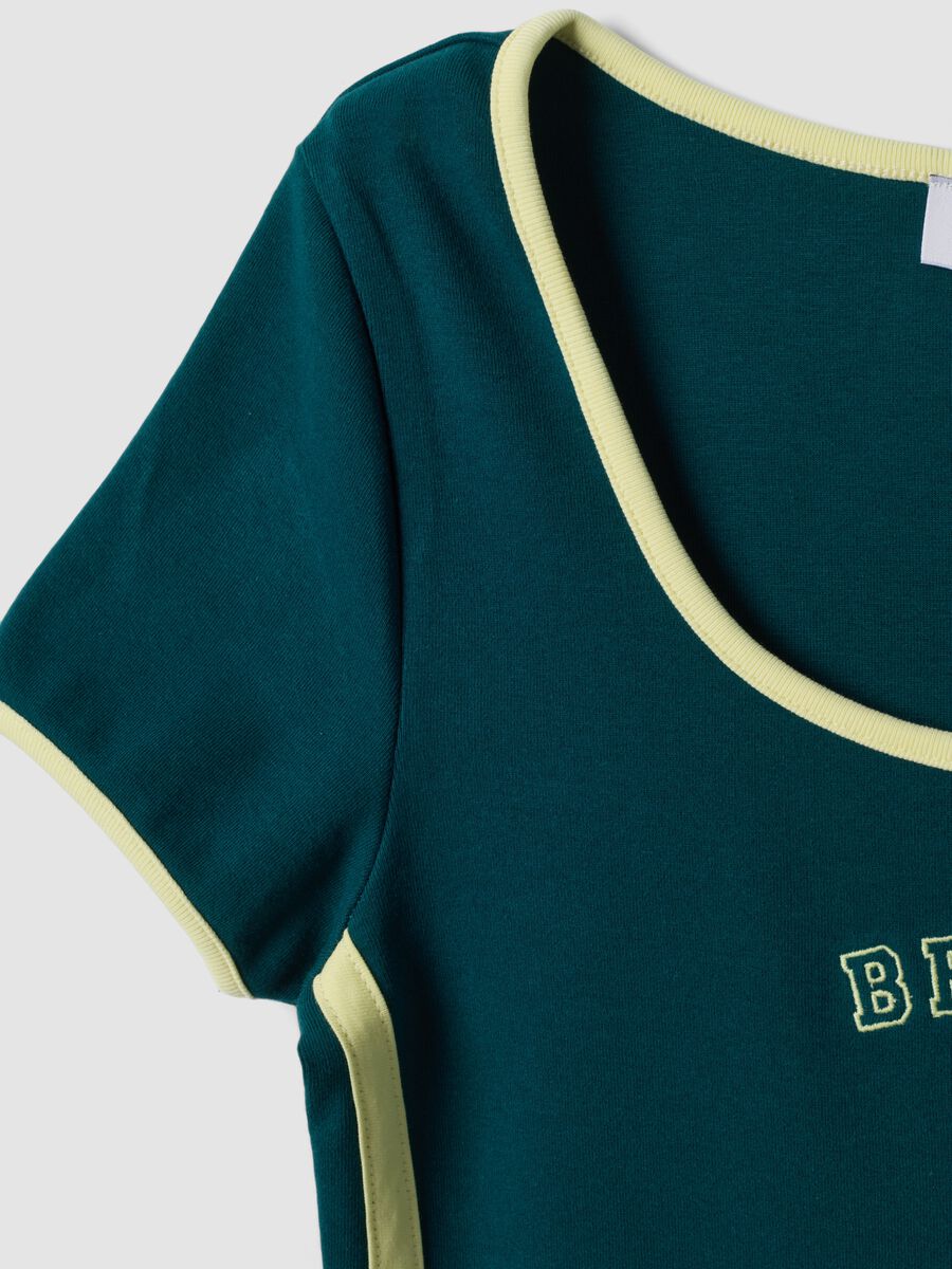 Green stretch cotton short-sleeve T-shirt_5