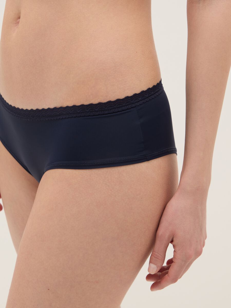 Slip in cotone blu regular fit con pizzo_3