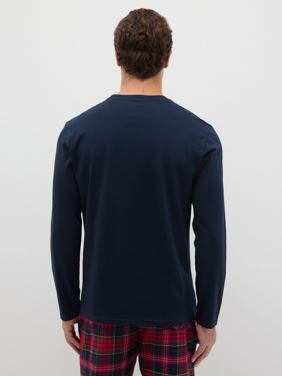 Regular fit blue Christmas pyjama top in pure cotton_2