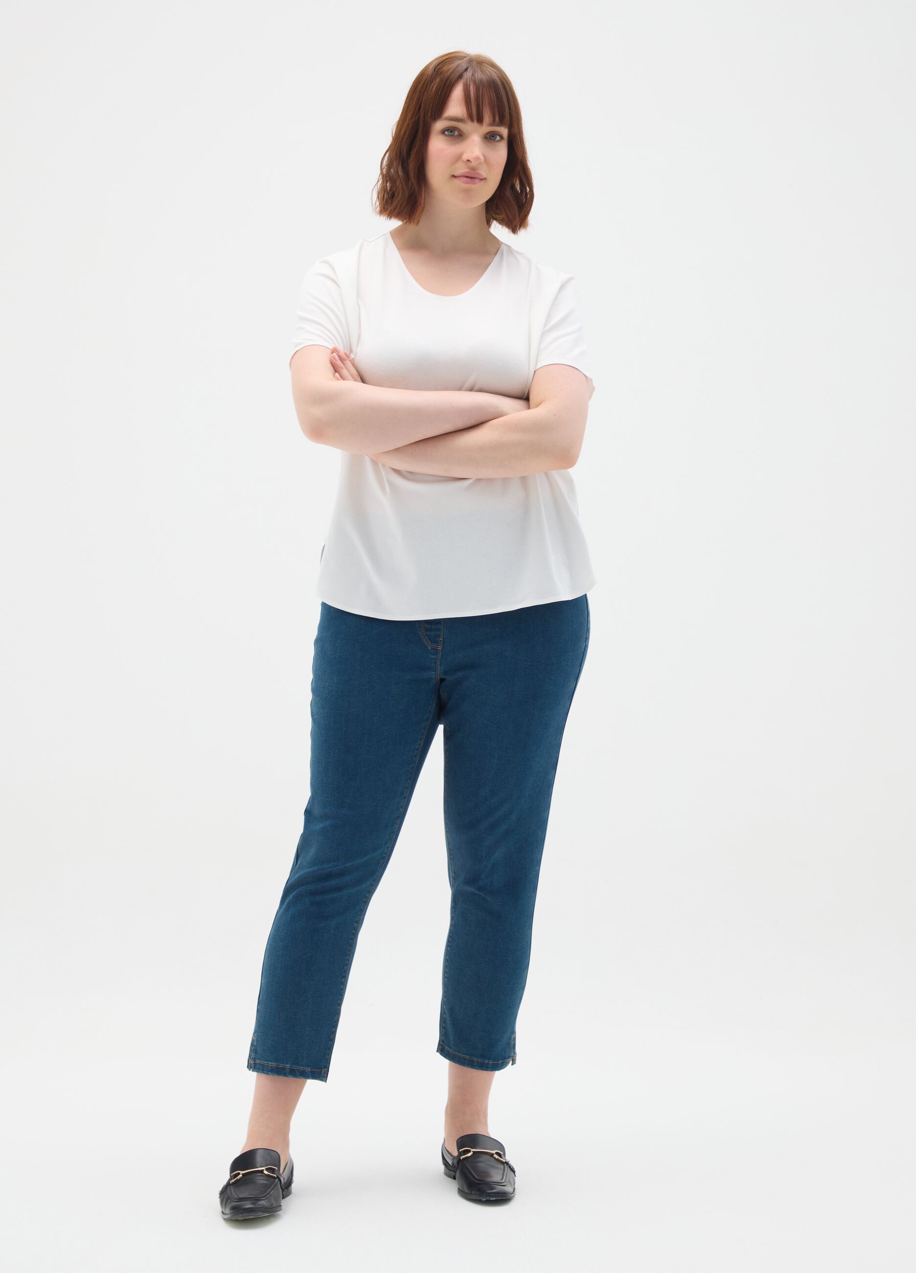 Women's White Stretch Cotton T-shirt