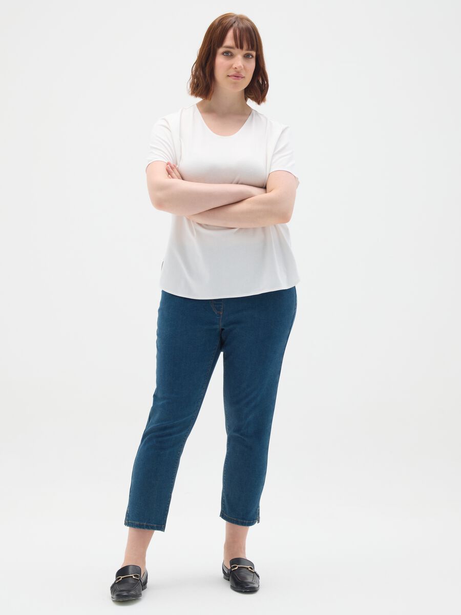 Women's White Stretch Cotton T-shirt_1
