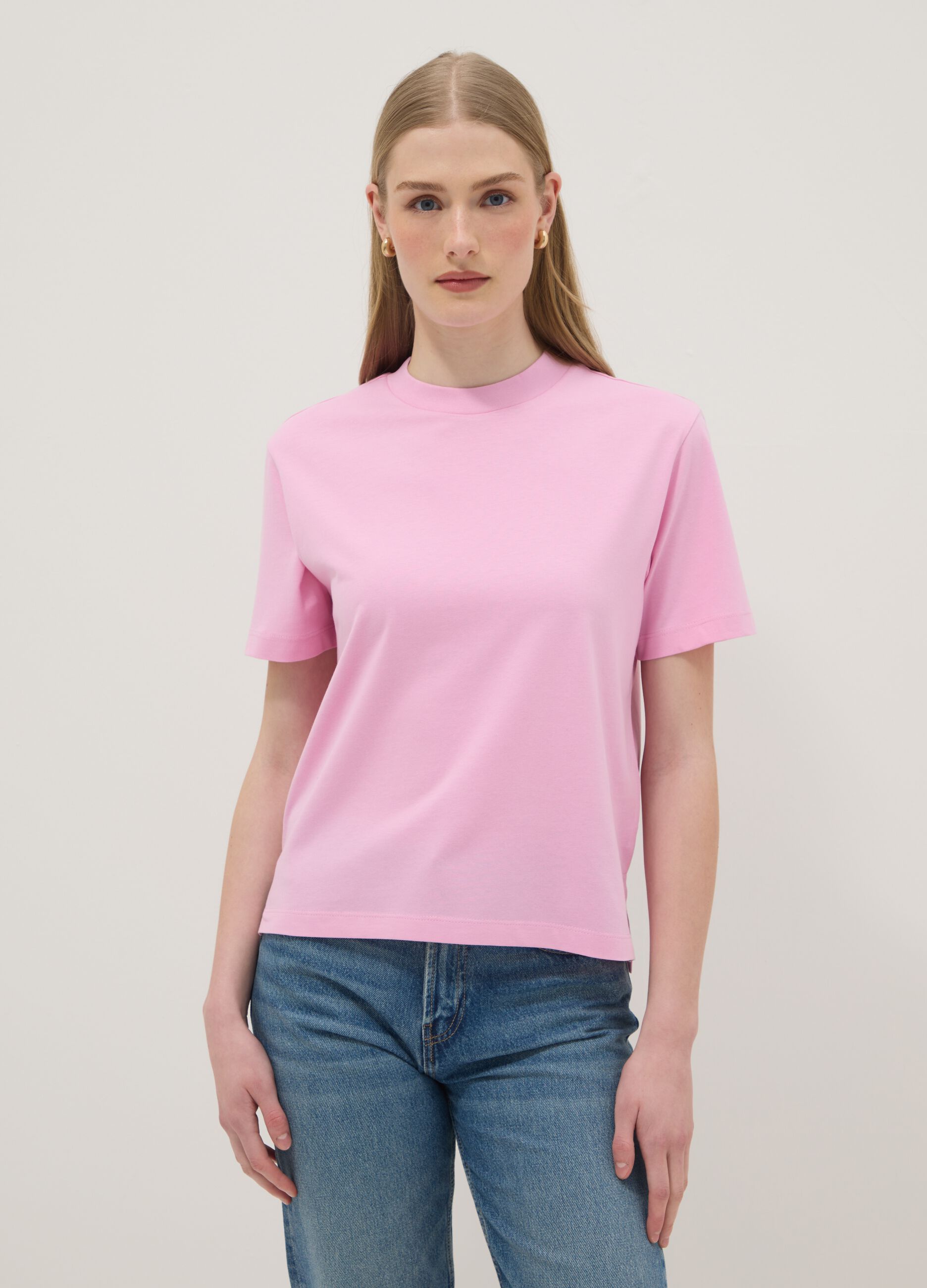 Pink pure cotton regular-fit T-shirt