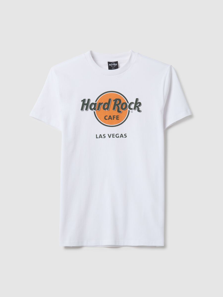 T-shirt in puro cotone bianco regular fit con logo Hard Rock Cafe_0